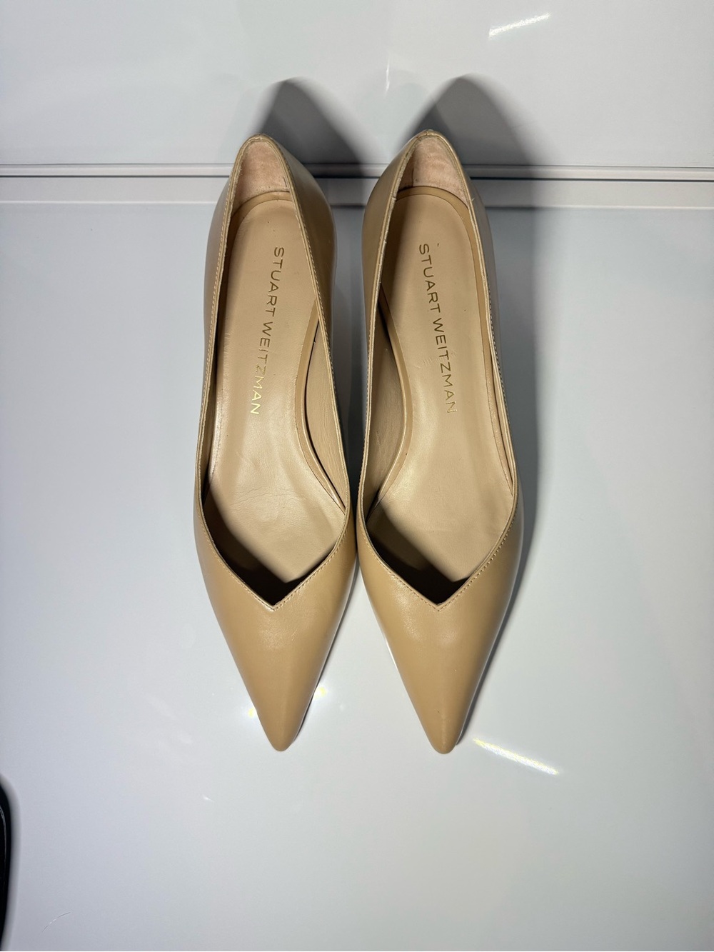Stuart Weitzman Women's Beige Pointed-Toe Pumps size 7